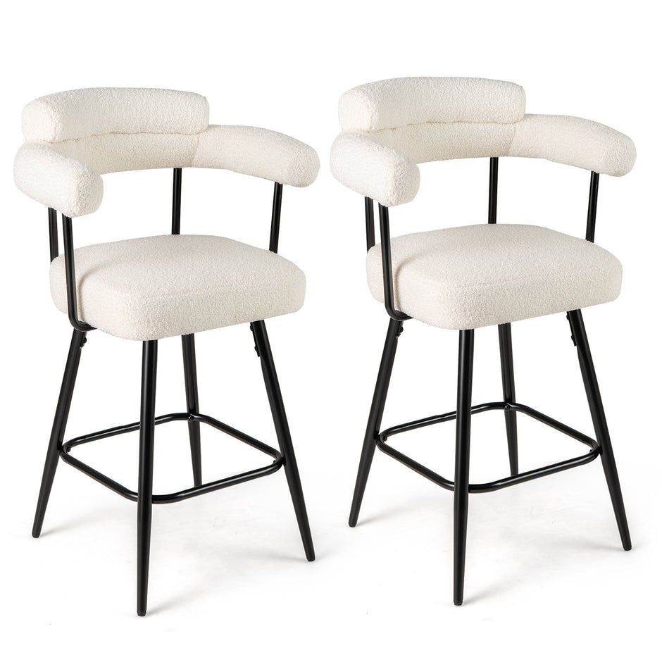 pack – Barstolar Polstrade 360° Svängbar Sittpall Bistrostol – 2 – Vit