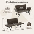 Polyrattan – trädgårdsbänk med liggfunktion, justerbara armstöd och belastbar upp till – 300 kg – Grå
