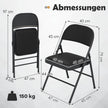 stycken – hopfällbara trädgårdsstolar campingstolar konstläder med metallram matstolar vadderade upp till belastning – 4 150 kg – Svart