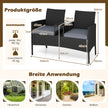 Trädgårdsbänk – med bord sits Polyrattan sittbänk sittgrupp trädgårdsmöbler terrassmöbler – 2 – Svart