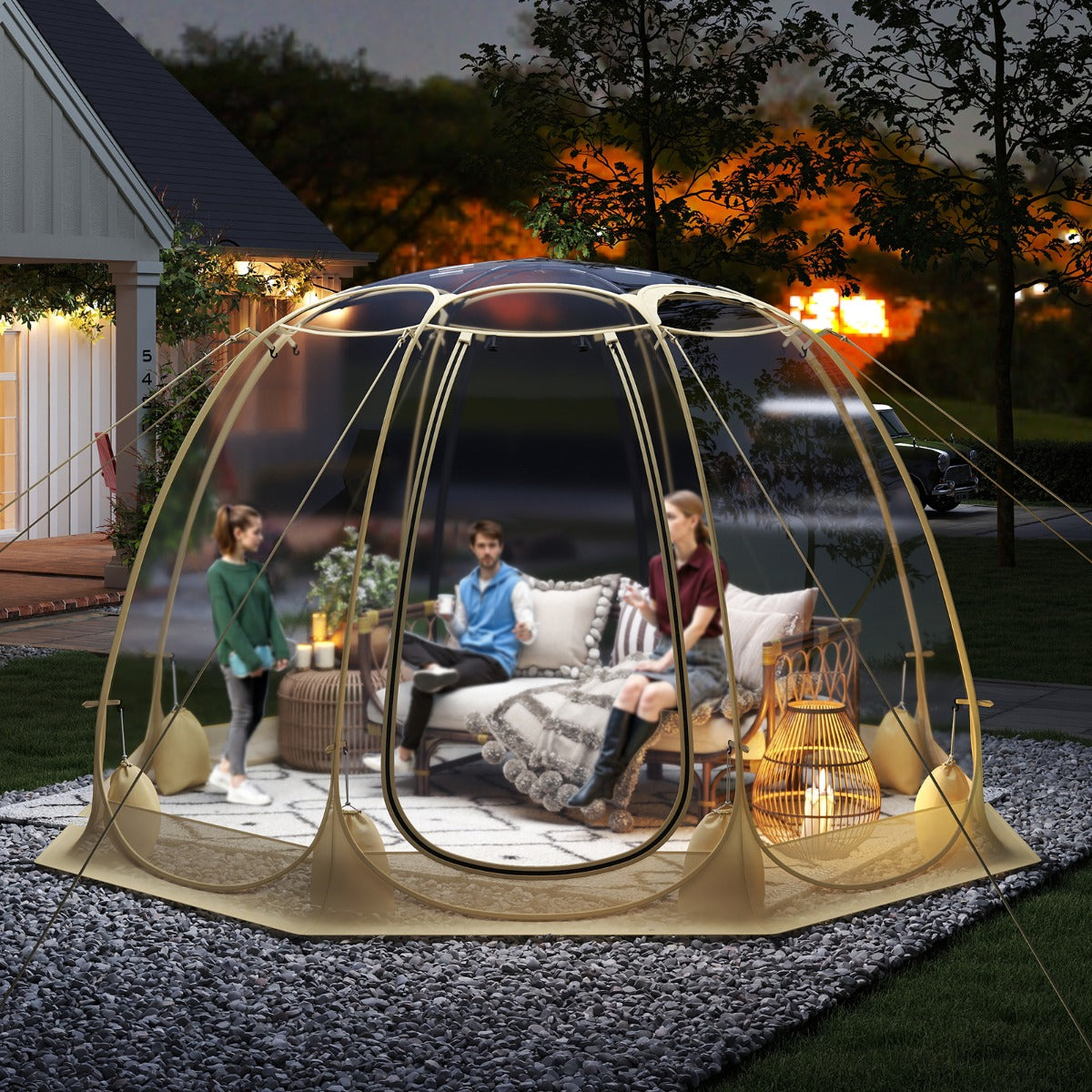 630° – transparent PVC tält Pop Up Bubble Bubbel för personer – 5-6 265 x 265 cm – Genomskinlig