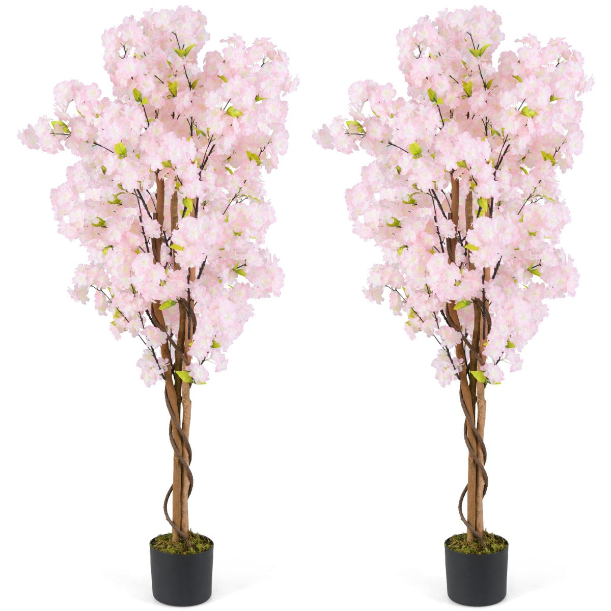 pack – konstträd med blommor konstväxt i kruka konstgjord körsbärsblomsträd – 2 150 cm – Rosa