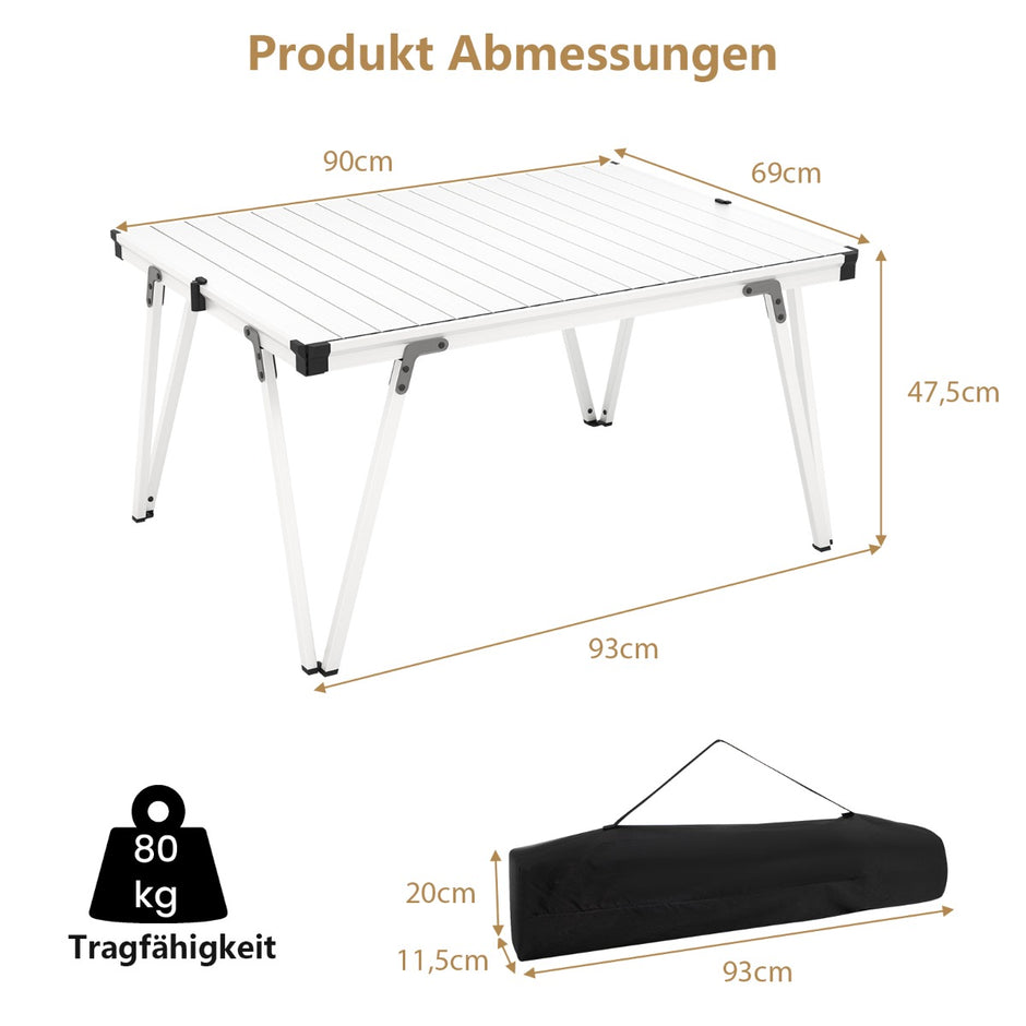 Campingbord – med vattentålig bordsskiva och bärväska picknickbord utomhusbord – Silver