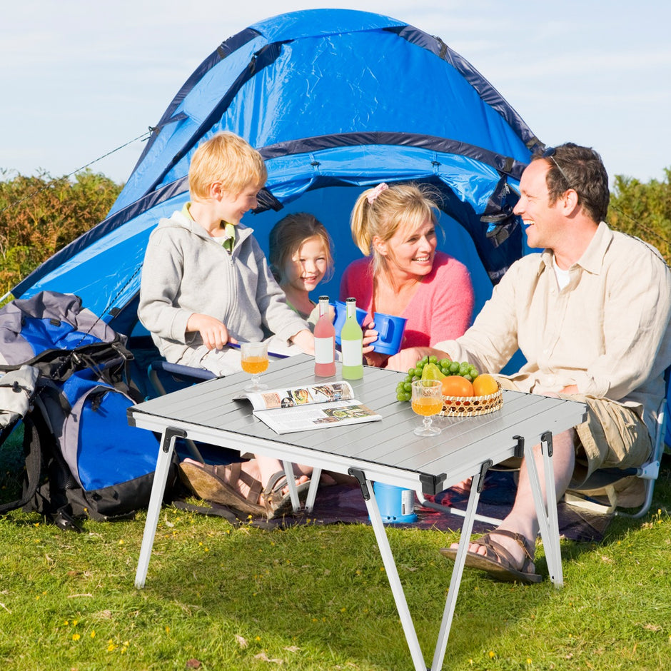 Campingbord – med vattentålig bordsskiva och bärväska picknickbord utomhusbord – Silver