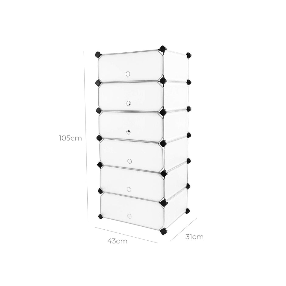 Schoenenrek – Ruimtebesparend – Kunststof – Semi-transparant wit