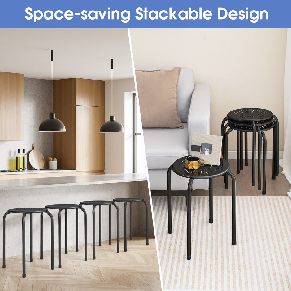 pack – stapelbara pallar, metallpall, rund matpall med robust metallram – 6