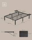 Metalen bedframe met opbergplanken tweepersoons zwart
