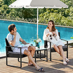 Balkonmeubel - Loungeset - 2 stoelen en tafel - Zwart