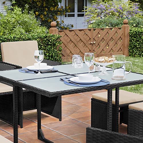 Tuinmeubelset – Ruimtebesparend – Polyrattan – Zwart / Beige