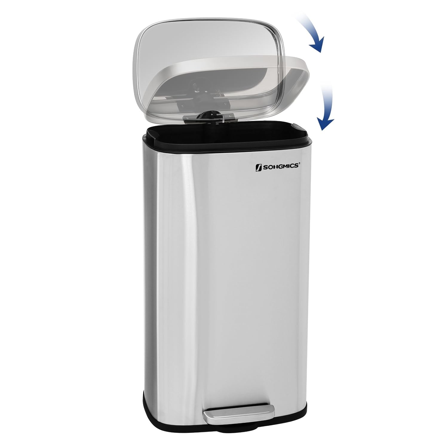 Prullenbak – Uitneembare bak – Roestvrij staal – Zilver