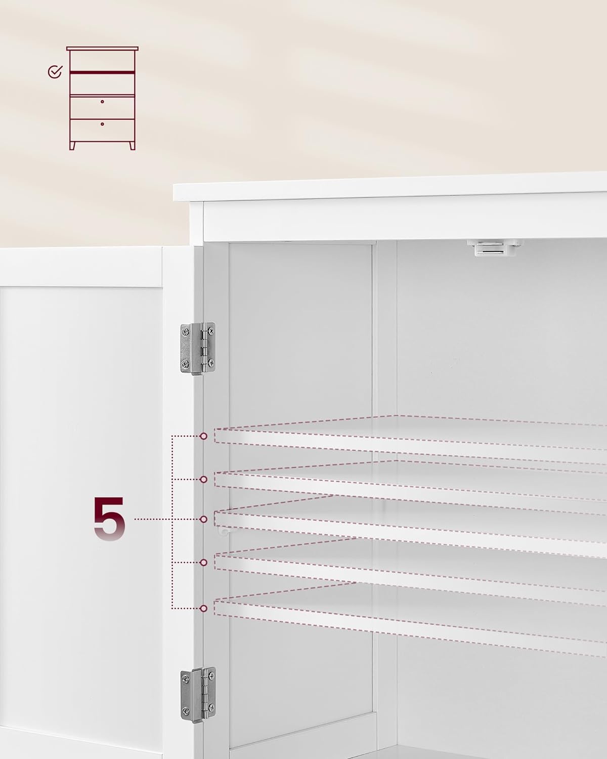 Badkamerkast – Verstelbare plank – 2 Lades – Wit