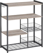 Keukenrek - Keukenkast - Opbergkast - 4 niveaus - Metalen frame - Houten planken - Wit