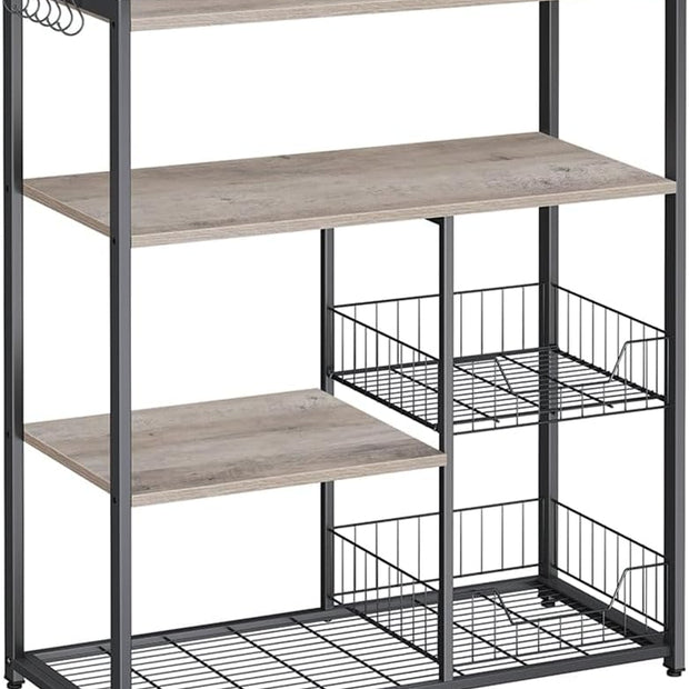 Keukenrek – 4 niveaus – Metalen frame – Lichtwalnootbruin-wit