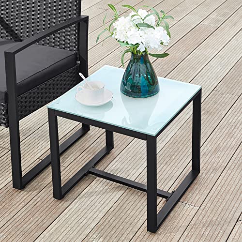 Balkonmeubel - Loungeset - 2 stoelen en tafel - Zwart