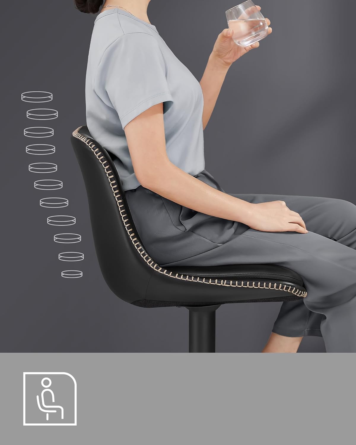 Barkrukken Set van 2 – Verstelbaar & Draaibaar – Met Rugleuning en Gewatteerd Zitvlak