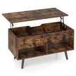 Höjbar – soffbord med lyftbar bordsskiva och öppna hyllor Rustikt brunt – 2 – Rustik brun