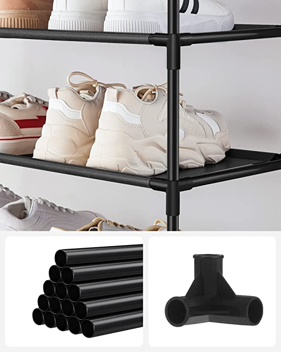 Schoenenrek – 5 niveaus – Compact ontwerp – Zwart – Voor verschillende soorten schoenen