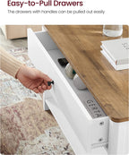 Salontafel – Met 2 grote laden – Walnootbruin en wit