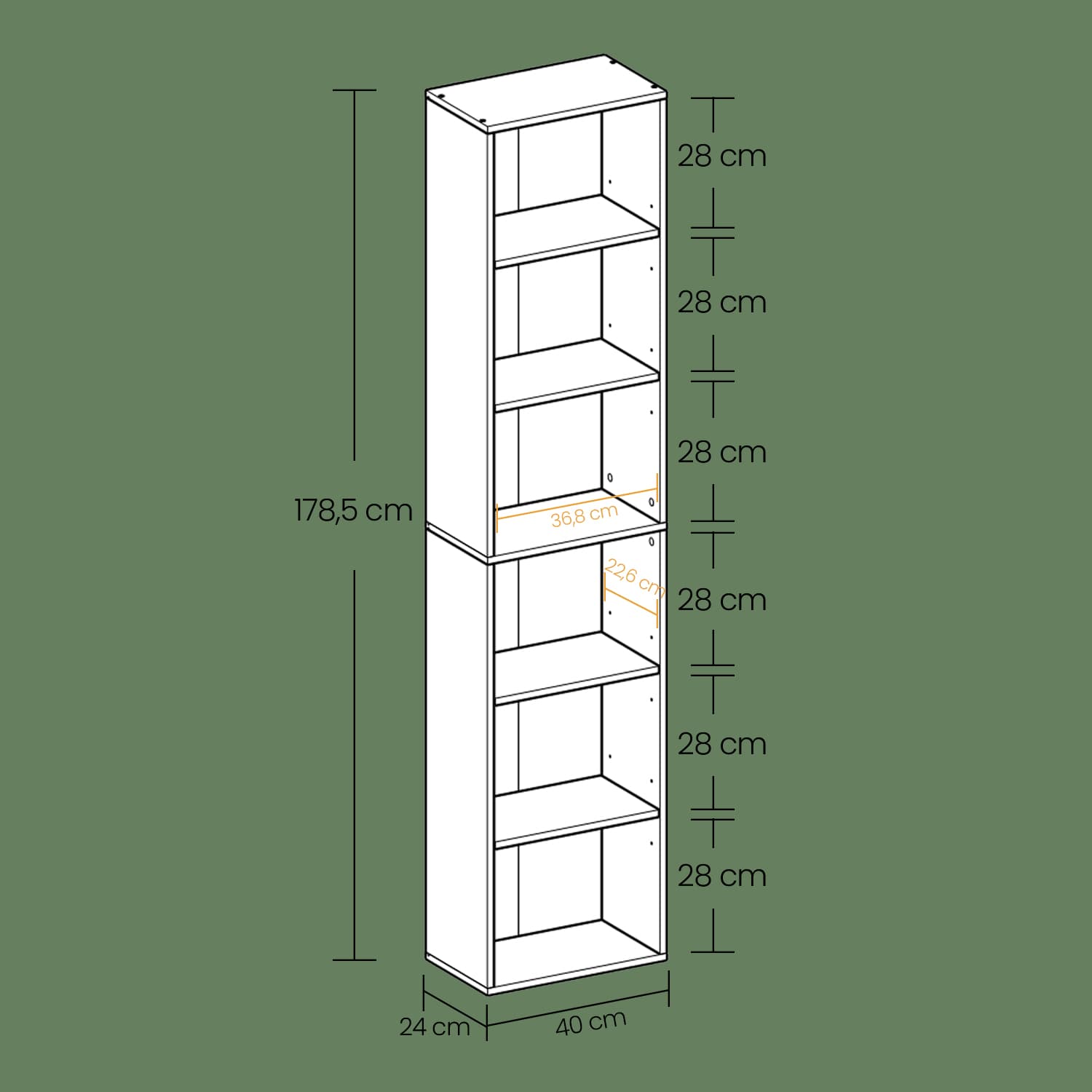 6-laags boekenkast in Scandinavische stijl, staande plank voor woonkamer