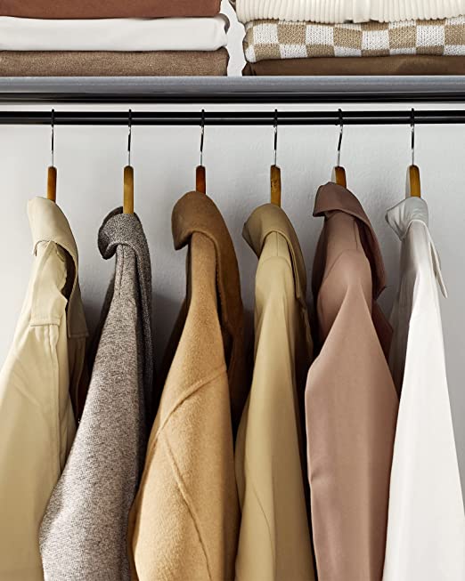 Stoffenkast – 2 kledingrails en 6 legplanken – Grijs