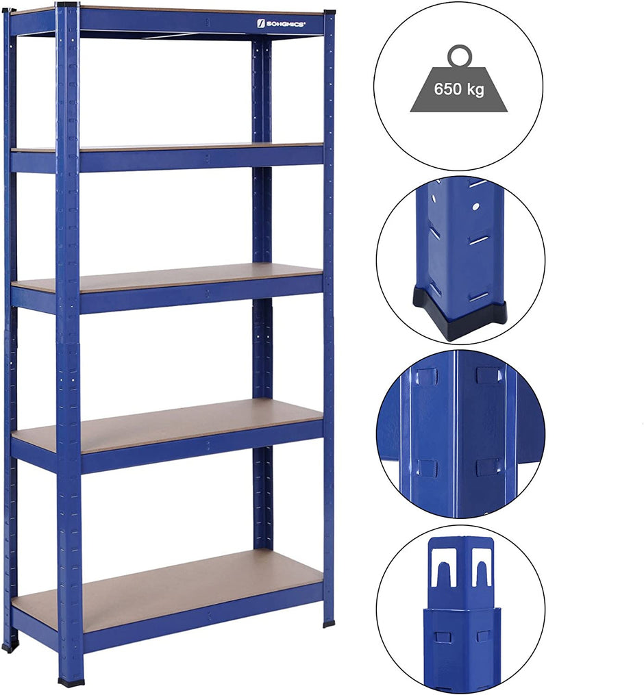 Opbergrekken – Set van 2 – 5 verstelbare planken – Blauw