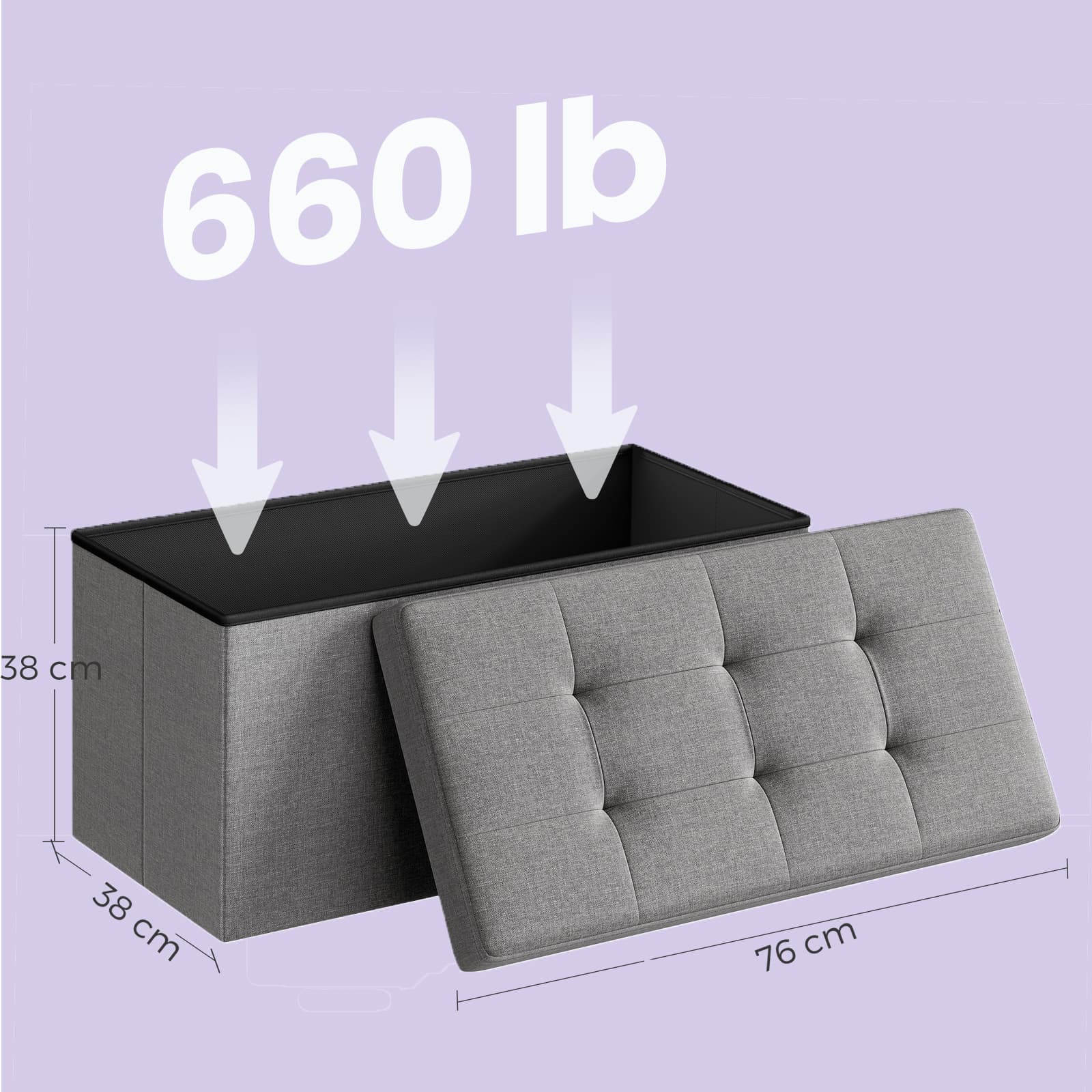 Bank met Opbergruimte – 38 x 76 x 38 cm – Zitkist – Multifunctioneel