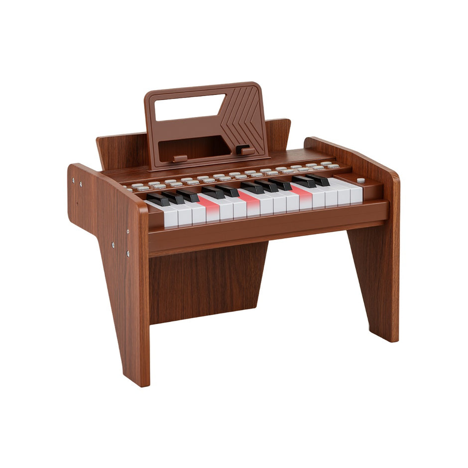 Tangent – Keyboard Barn Mini Digitalt Piano Träleksak med Inställbar Hastighet – 25 – Brun