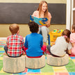 del – Barn Trädstam Pall Set med Trämönster och Olika Höjder Golvkudd – 3 – Grön