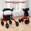 Fällbar – och lätt rollator med sittplats i aluminium upp till i rullstol rese – 136 kg 2 1 – Röd