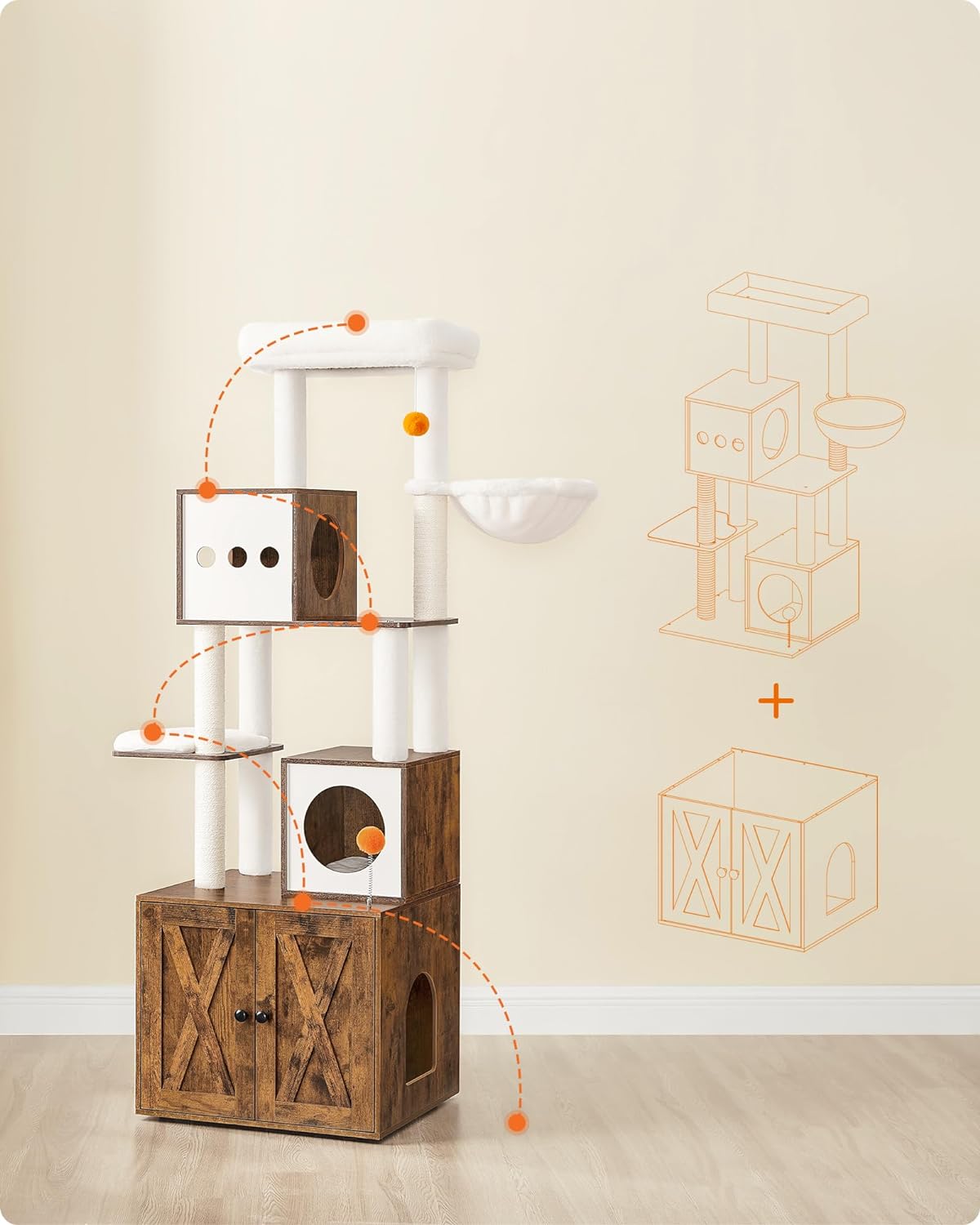 Krabpaal – Met kattenbakkast en meerdere plateaus – Bruin