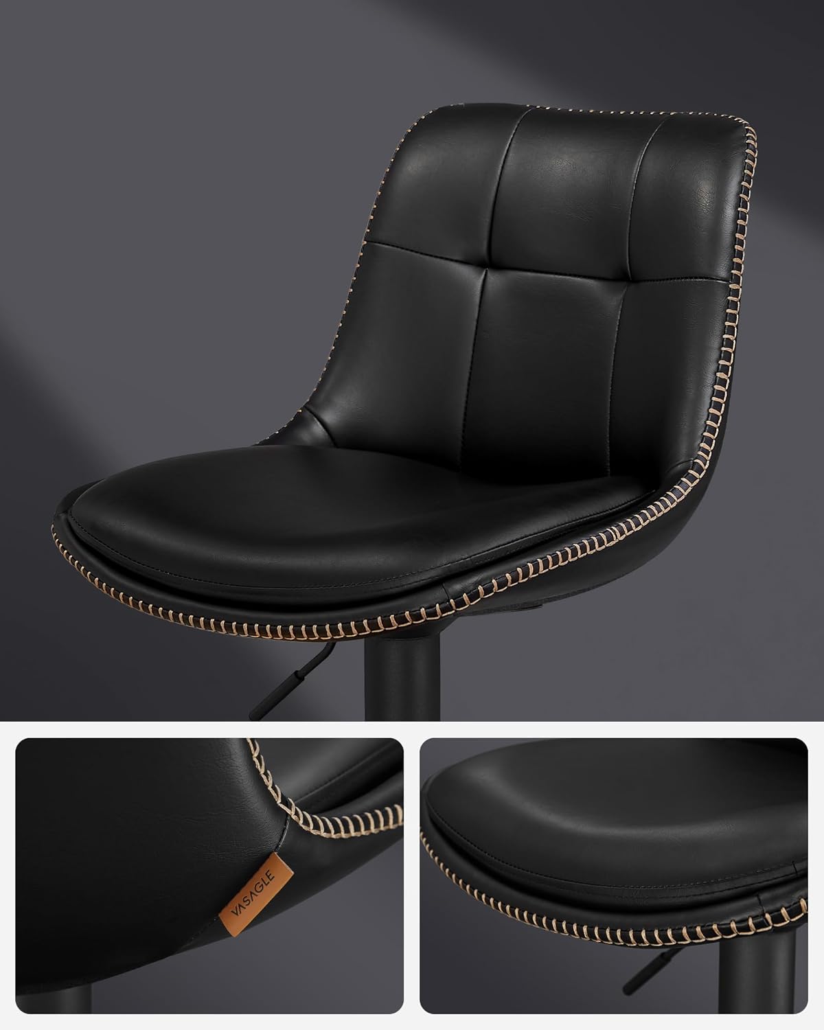 Barkrukken Set van 2 – Verstelbaar & Draaibaar – Met Rugleuning en Gewatteerd Zitvlak