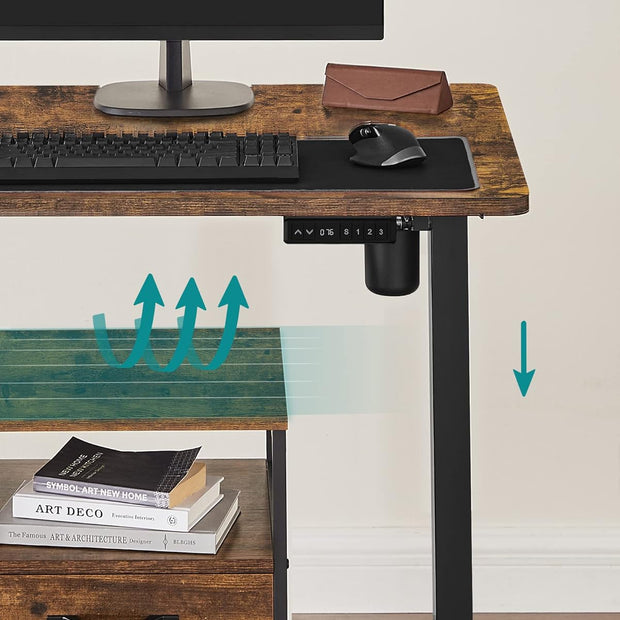 Elektrisch bureau – In hoogte verstelbaar – Vintage bruin-zwart