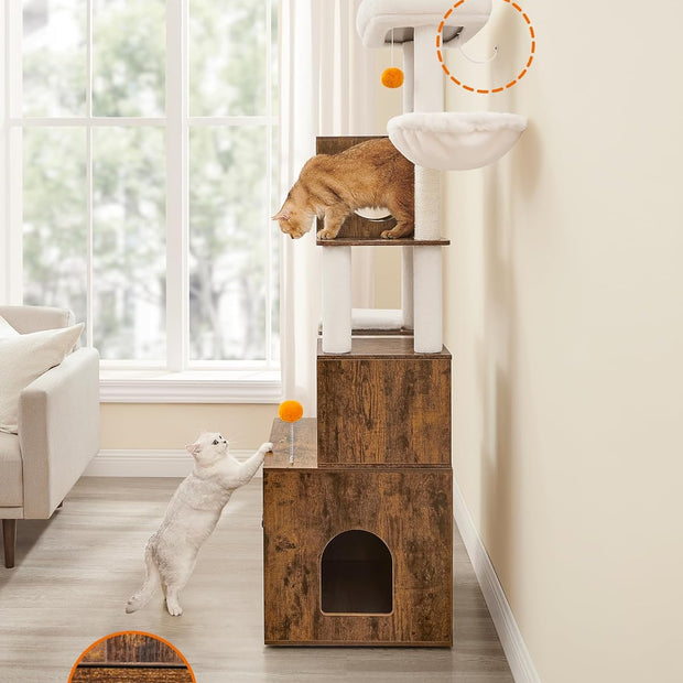 Krabpaal – Met kattenbakkast en meerdere plateaus – Bruin