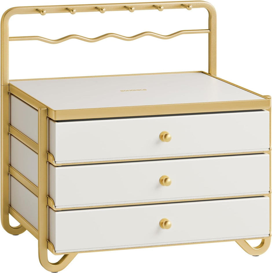 Sieradendoosje – 3 lagen met lades – Zwart Goud