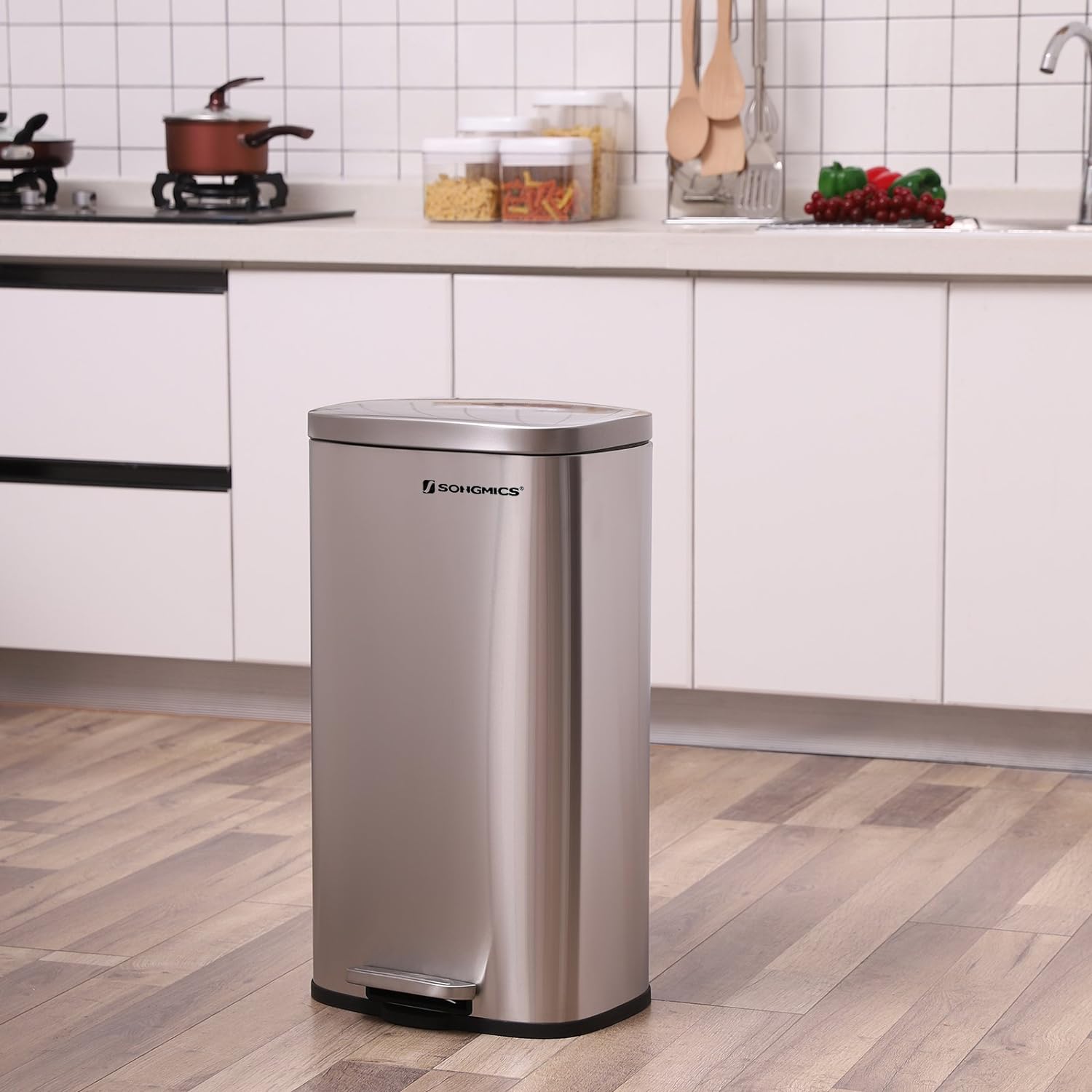 Prullenbak met 30 L inhoud – Softclose deksel – Geurdicht – Roestbestendig staal