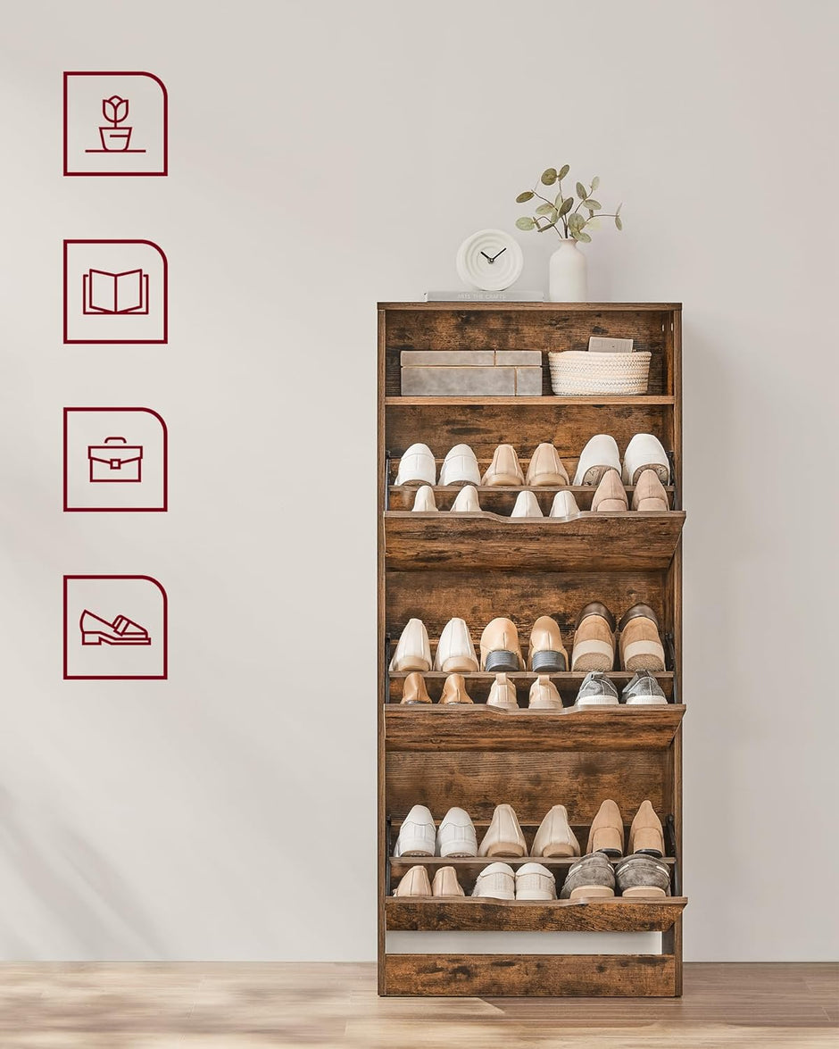 Schoenenkast – Ruimte voor 14-18 paar – Verstelbare schotten – Elegant design