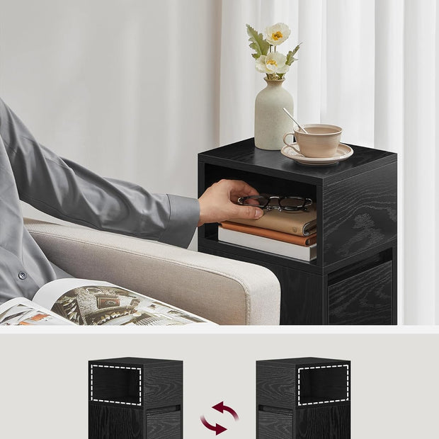 Nachtkastje met 2 lades – Smal ontwerp  –Flexibel open vak – MDF en Spaanplaat