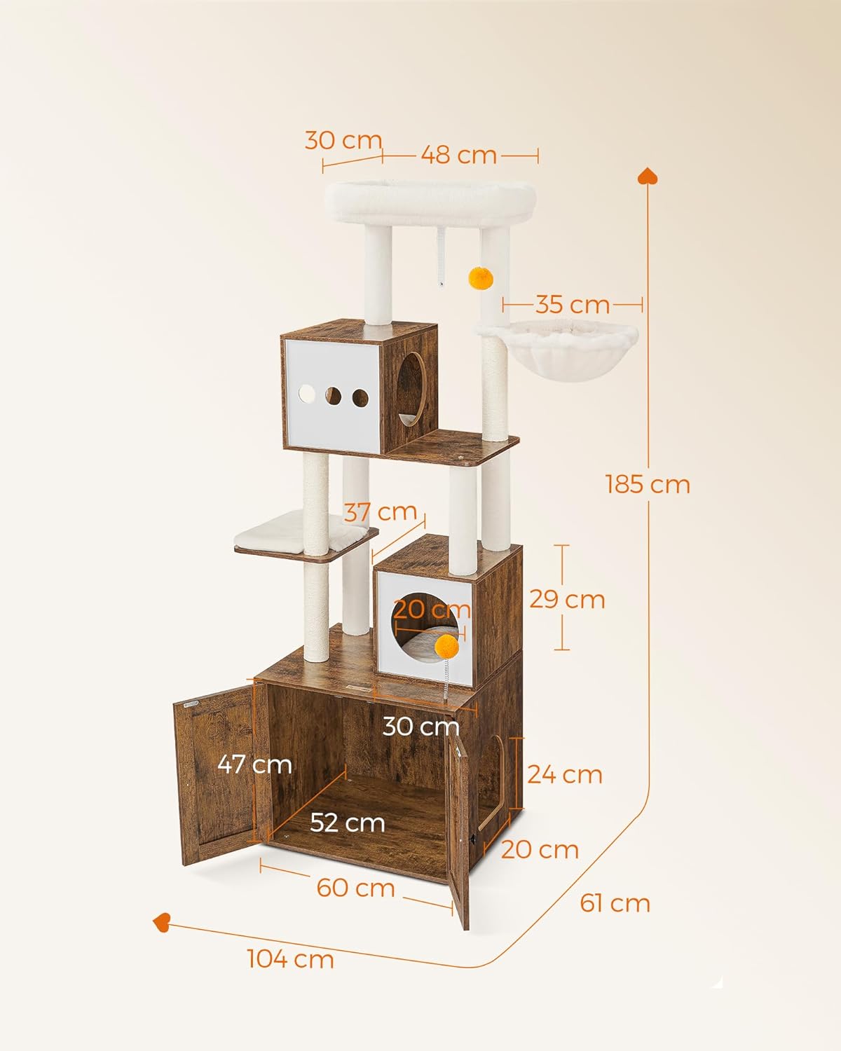 Krabpaal – Met kattenbakkast en meerdere plateaus – Bruin