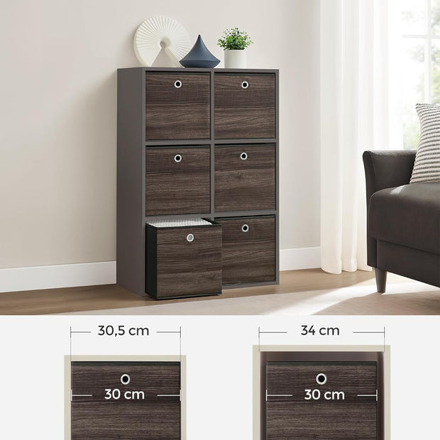 Opbergdozen – Inklapbaar ontwerp – Set van 6 – Donkerbruin