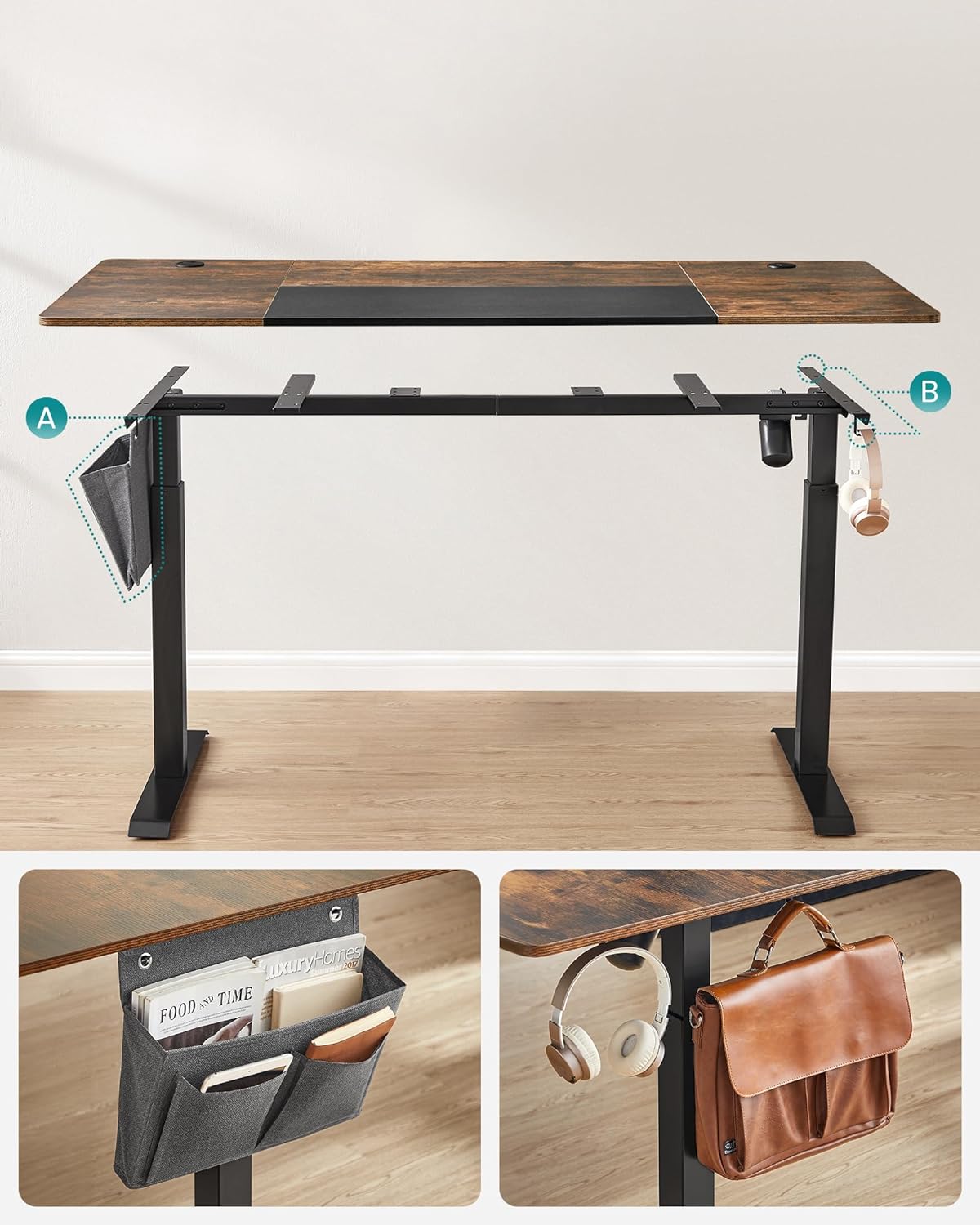 Elektrisch Bureau – In hoogte verstelbaar – Bruin