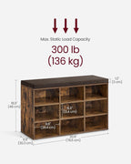 Schoenenkast - Schoenenbank - 9 vakken - Met Zitvlak - Van hout - Bruin
