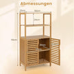 Bambu – bokhylla med dörrar vånings lameldörrskåp – 4 60 x 33 x 116 cm – Natur