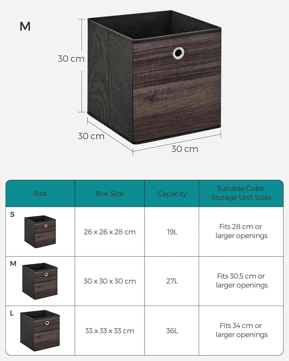Opbergdozen – Inklapbaar ontwerp – Set van 6 – Donkerbruin