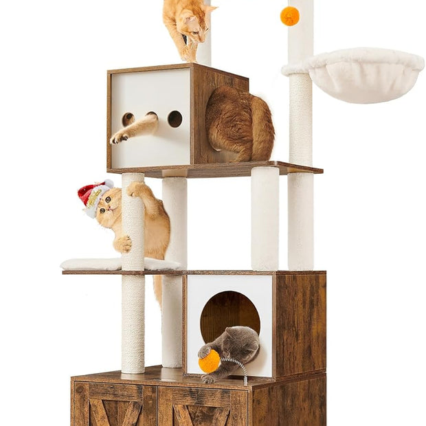 Krabpaal – Met kattenbakkast en meerdere plateaus – Bruin