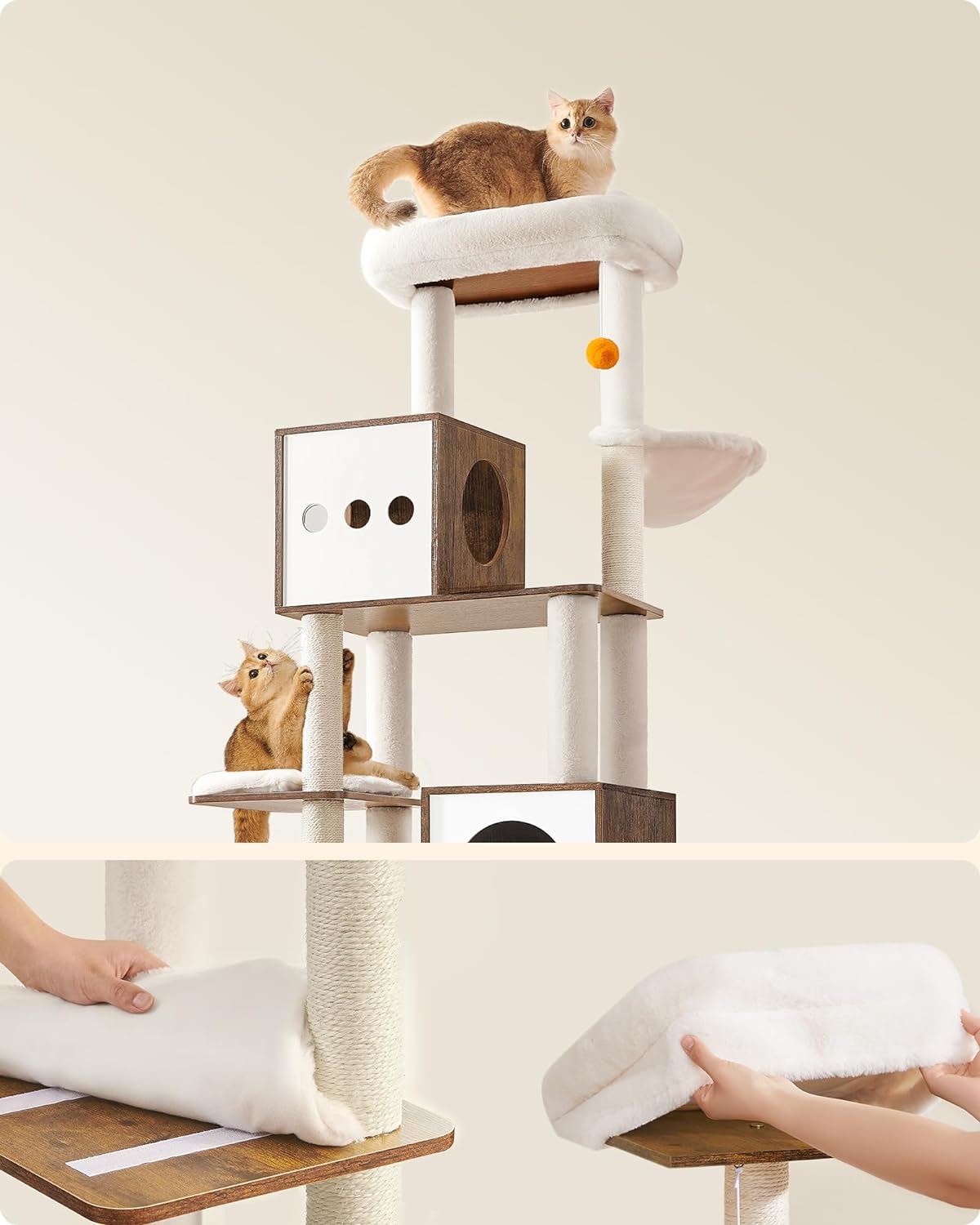 Krabpaal – Met kattenbakkast en meerdere plateaus – Bruin