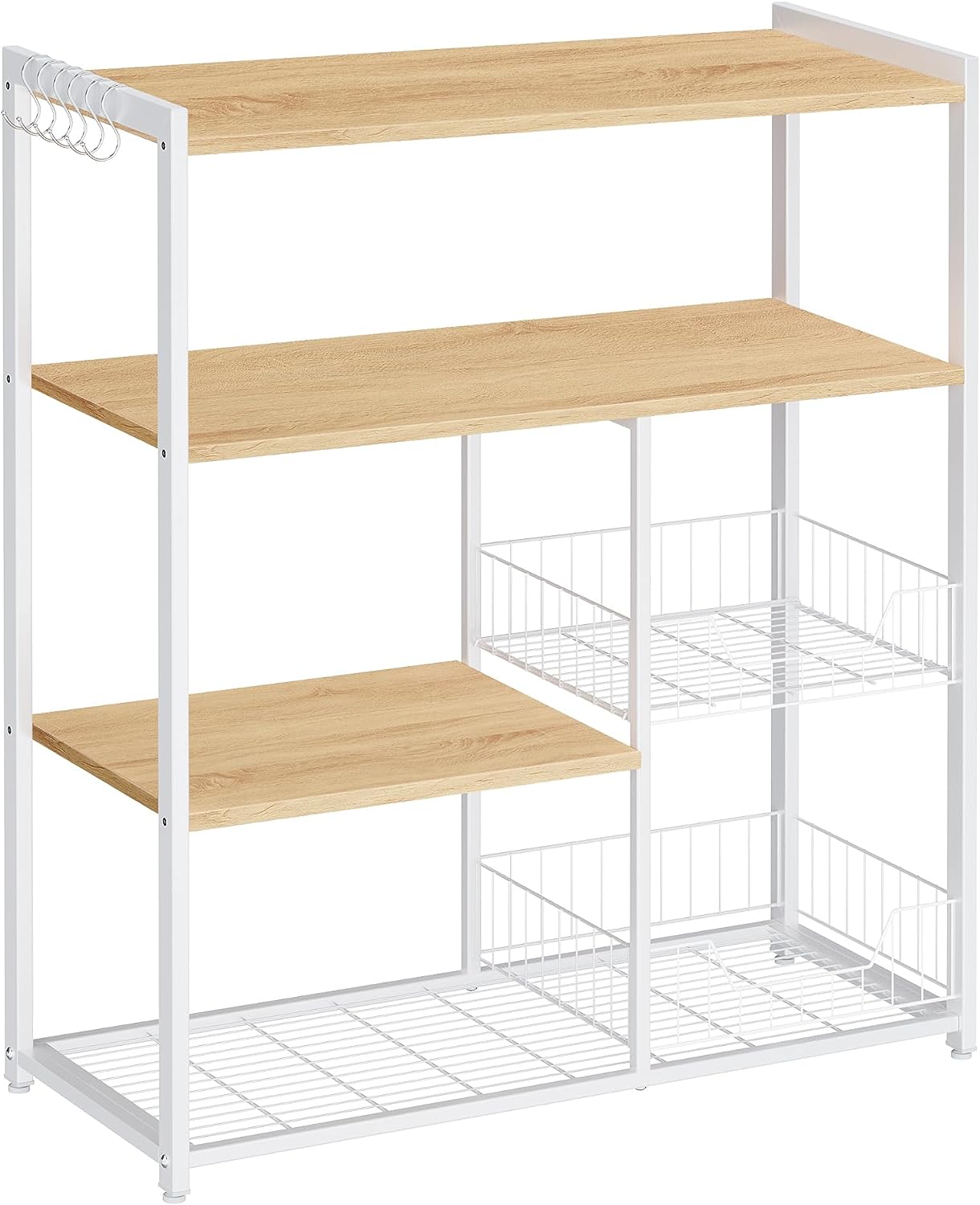 Keukenrek – 4 niveaus – Metalen frame – Lichtwalnootbruin-wit