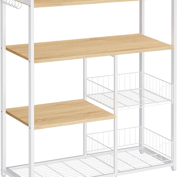 Keukenrek – 4 niveaus – Metalen frame – Lichtwalnootbruin-wit