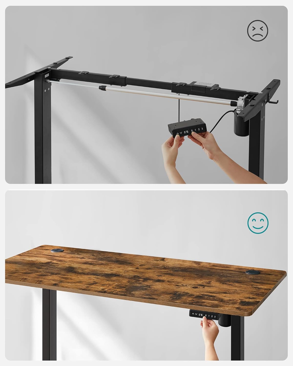 Elektrisch bureau – In hoogte verstelbaar – Vintage bruin-zwart