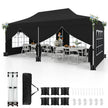 Paviljong, – hopfällbar med avtagbara sidoväggar och sandpåsar – 6 3 x 6 m – Svart
