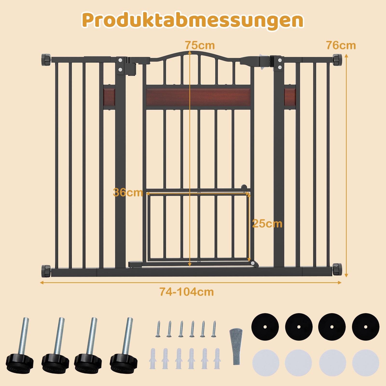 Hundskyddsgaller – dörrgaller utan borrning med liten hundgaller – Svart
